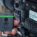 Tentacle SYNC E mk2 in front of a Black Magic URSA